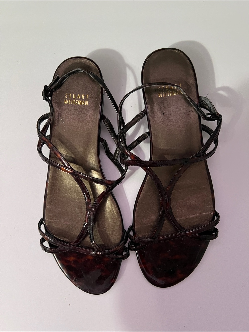 Stuart Weitzman Brown Tortoiseshell Strappy Sandals